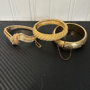 3 Vintage gold bangle bracelets